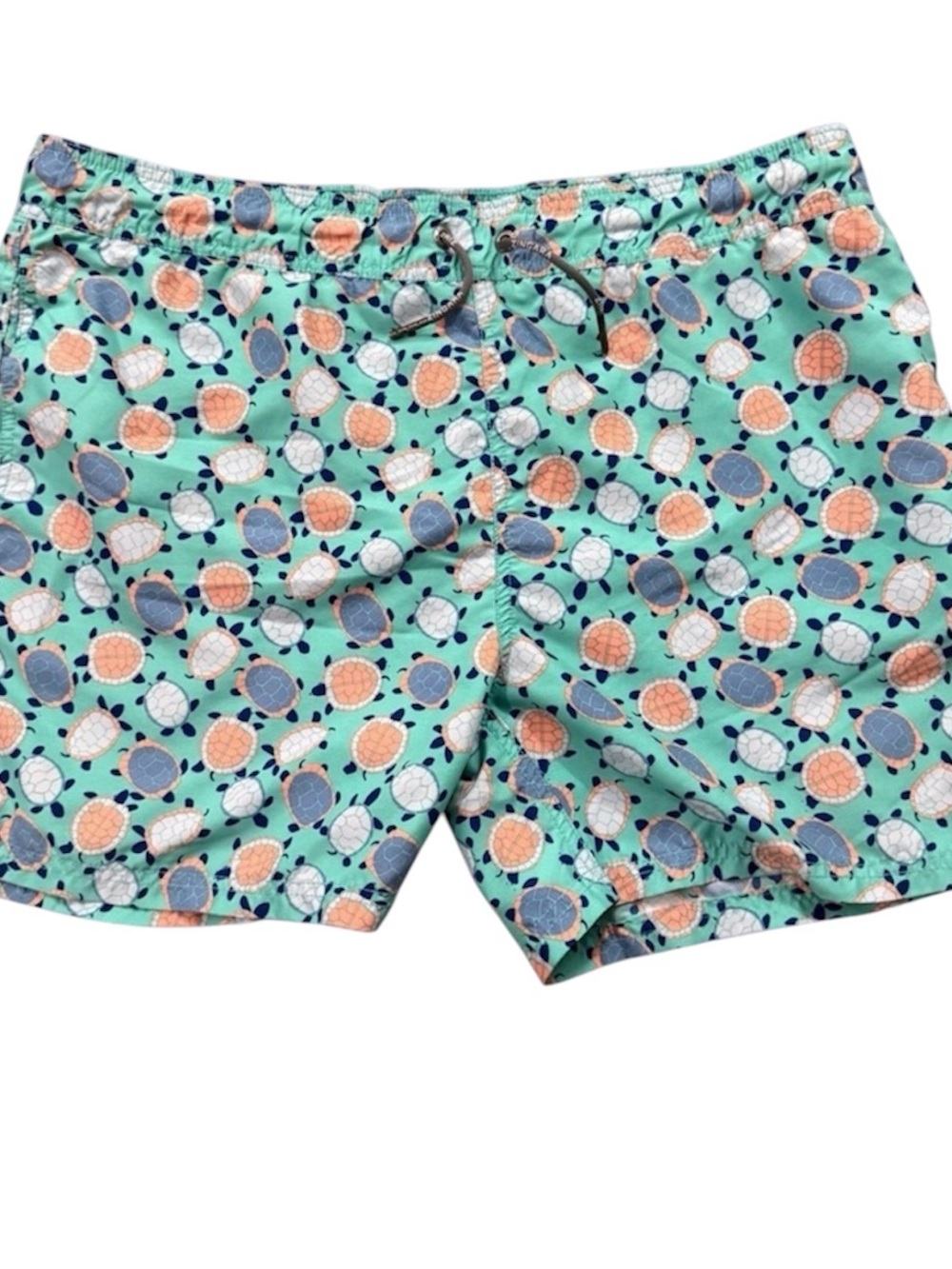 Zingara Turtle Print Swim Trunks Men’s Medium Aqua Beach Shorts Drawstring